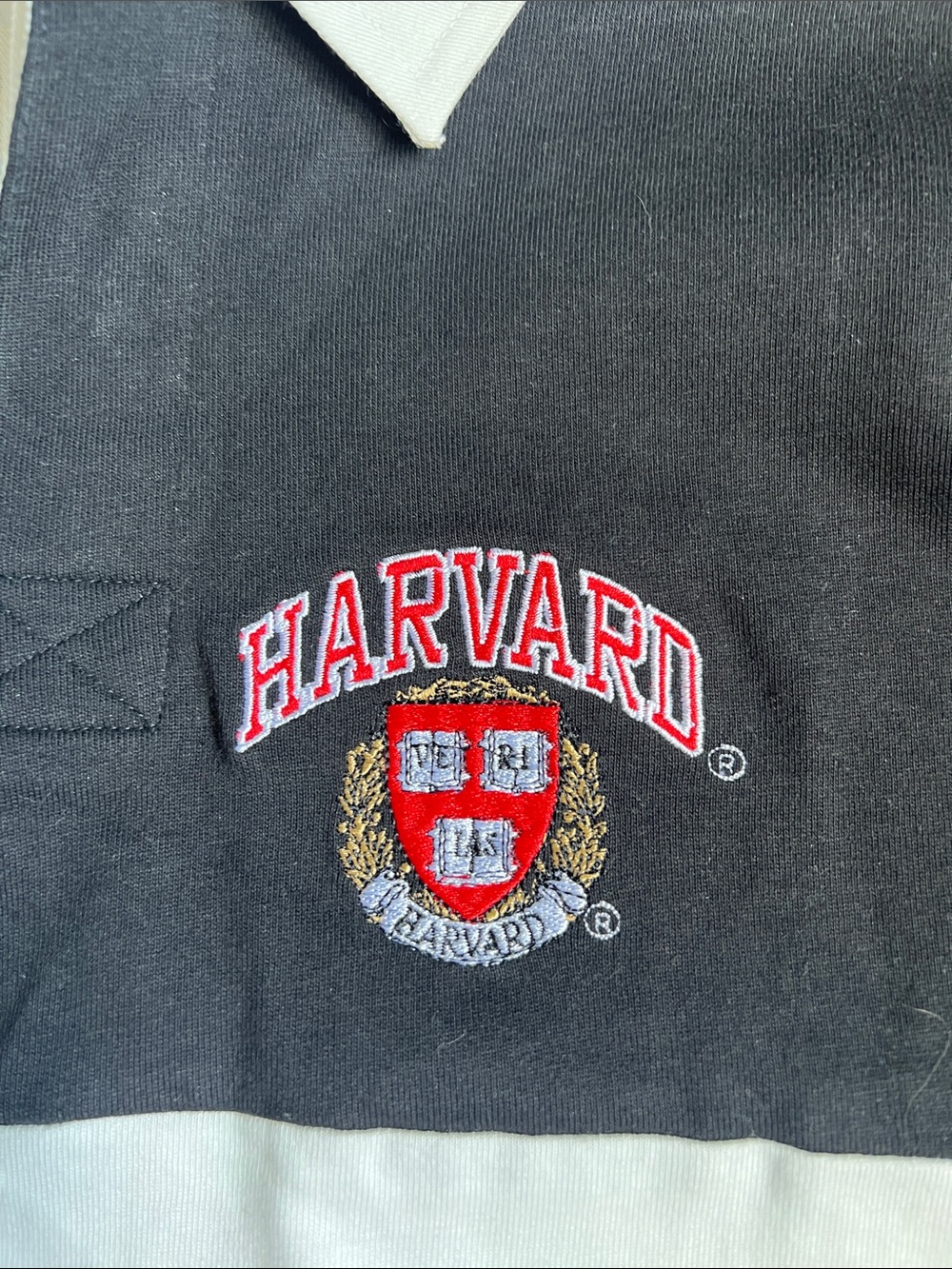 Black & White Harvard Rugby Polo Shirt